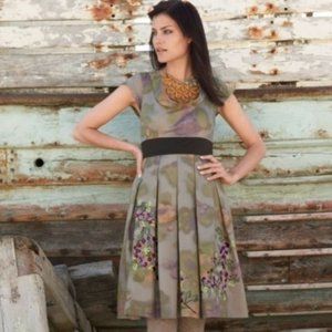 FLOREAT Travessia fit and flare watercolor floral dress with tulle lining